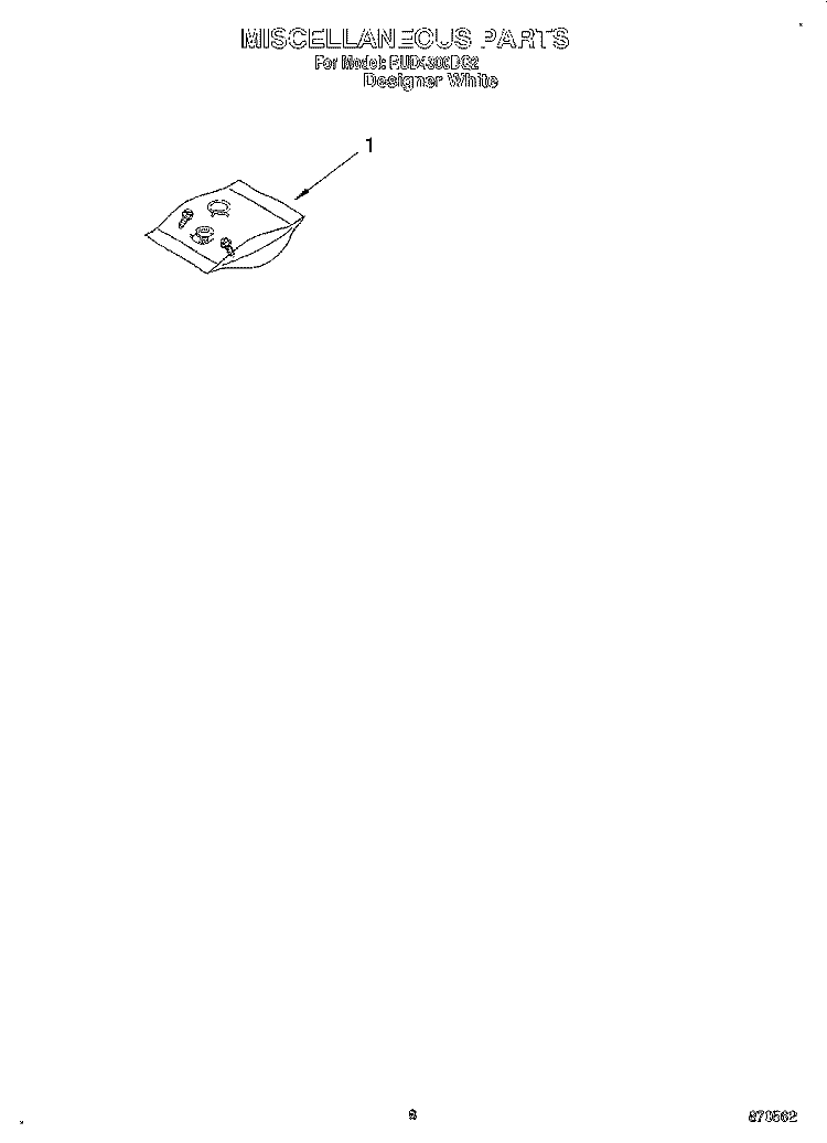 MISCELLANEOUS, LIT/OPTIONAL Diagram and Parts List for RUD4300DQ2  Roper Dishwasher