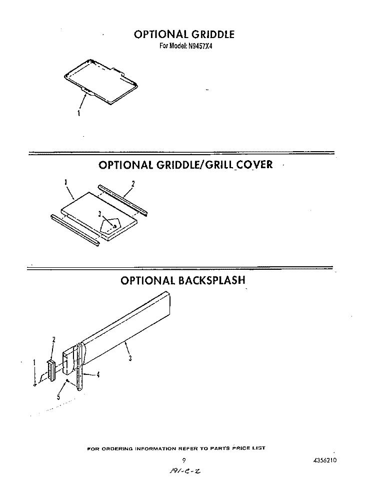 OPTIONAL EQUIPMENT Diagram and Parts List for N9457X4  Roper Range