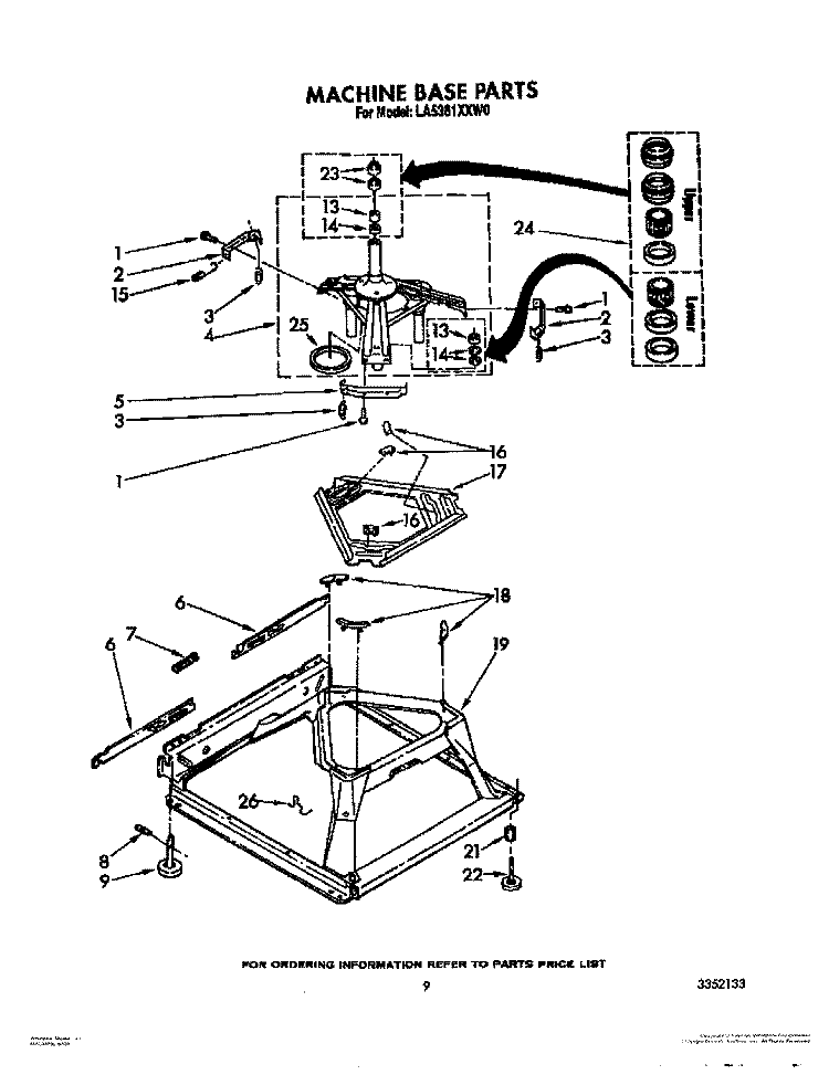 MACHINE BASE Diagram and Parts List for LA5381XXF0  Whirlpool Washer