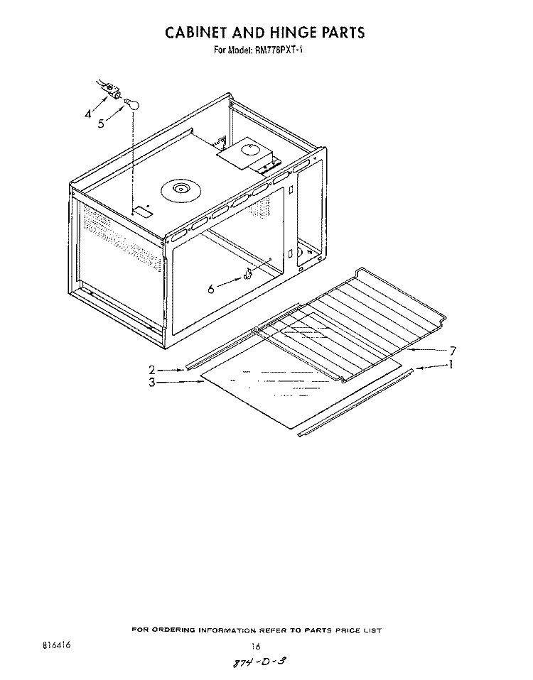 CABINET AND HINGE Diagram and Parts List for RM778PXT1  Whirlpool Microwave Oven Combo