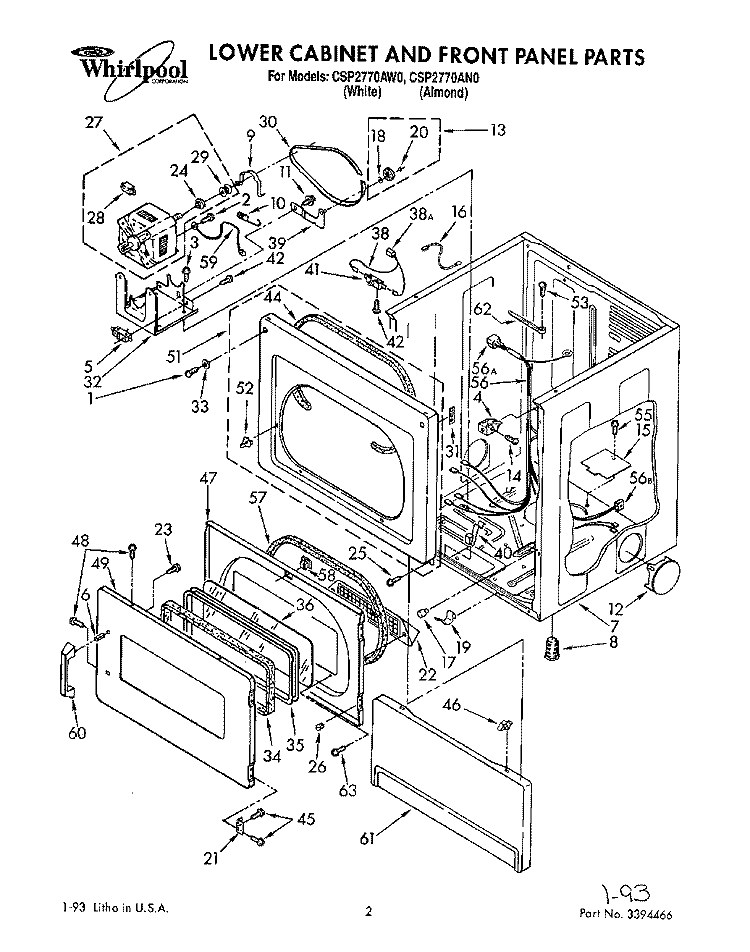 SECTION Diagram and Parts List for CSP2770AN0  Whirlpool Dryer