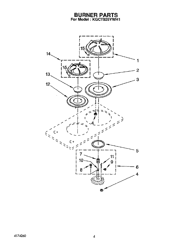 SECTION Diagram and Parts List for KGCT025YBL1  KitchenAid Cooktop