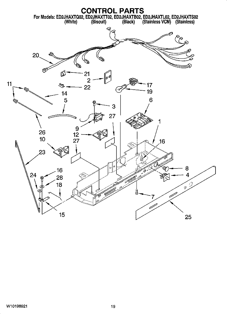 CONTROL PARTS Diagram and Parts List for ED2JHAXTL02  Whirlpool Refrigerator