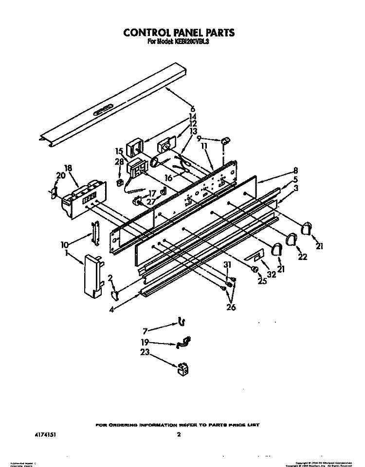 CONTROL PANEL, OPTIONAL Diagram and Parts List for KEBI200VBL3  KitchenAid Wall Oven