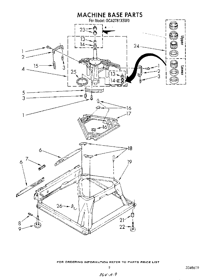 MACHINE BASE Diagram and Parts List for GCA2781XSW0  Whirlpool Washer