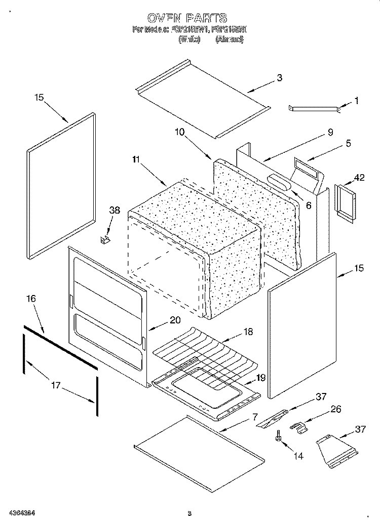 OVEN, LIT/OPTIONAL Diagram and Parts List for FGP215EW1  Roper Range