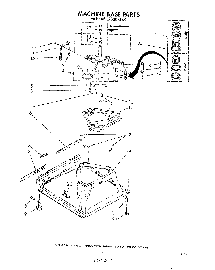 MACHINE BASE Diagram and Parts List for LA6888XTF0  Whirlpool Washer