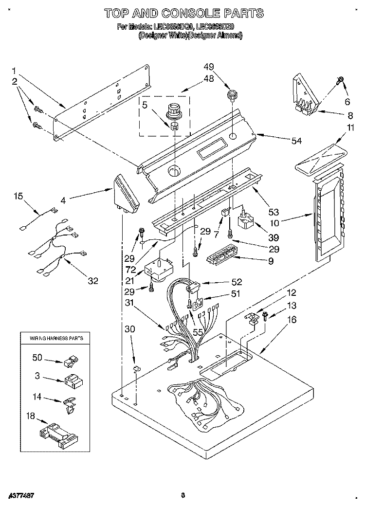SECTION Diagram and Parts List for LEC8858DZ0  Whirlpool Dryer