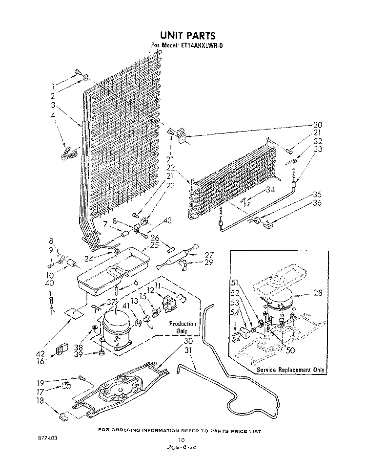UNIT Diagram and Parts List for ET14AKXLWR0  Whirlpool Refrigerator