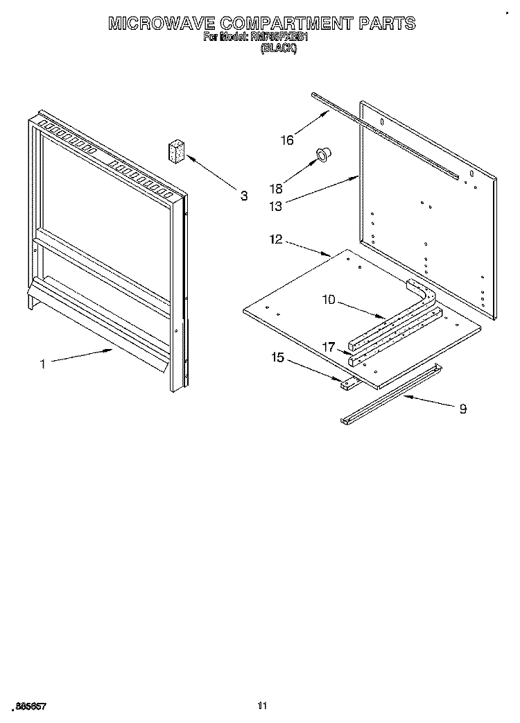 MICROWAVE COMPARTMENT Diagram and Parts List for RM765PXBB1  Whirlpool Wall Oven