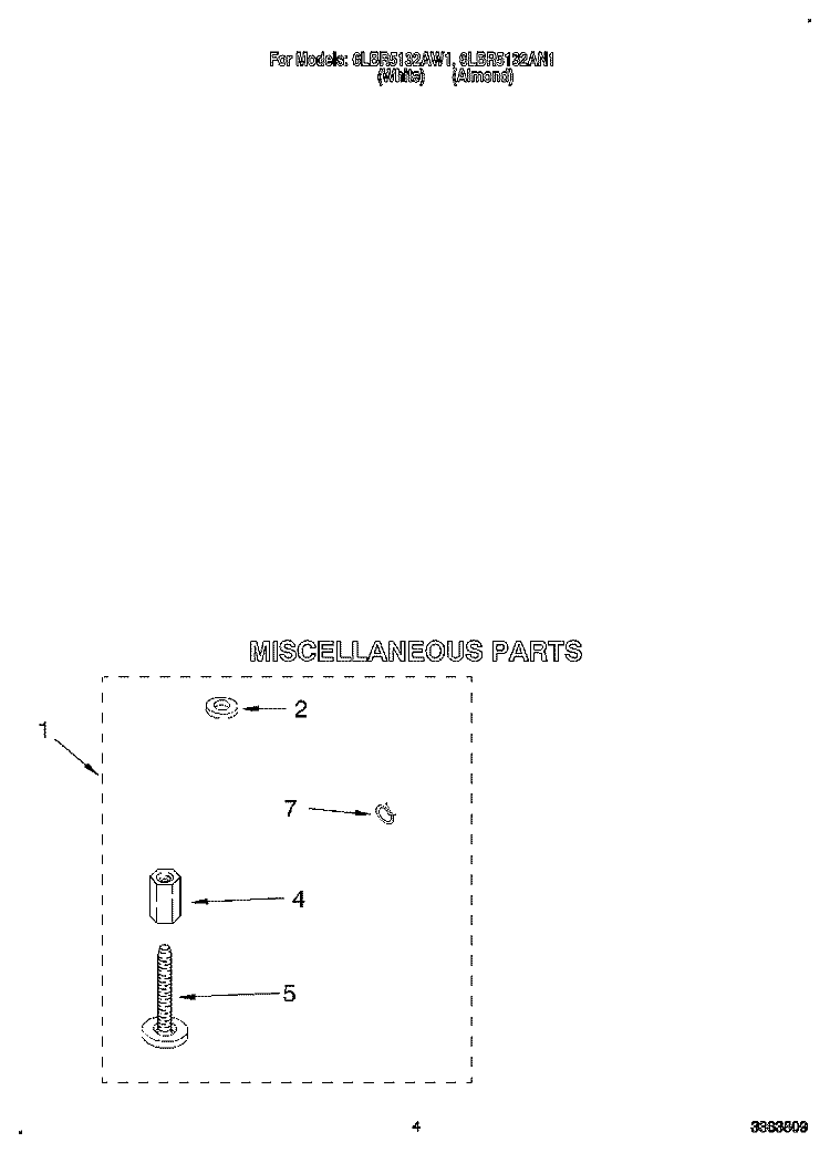 MISCELLANEOUS Diagram and Parts List for 6LBR5132AN1  Whirlpool Washer