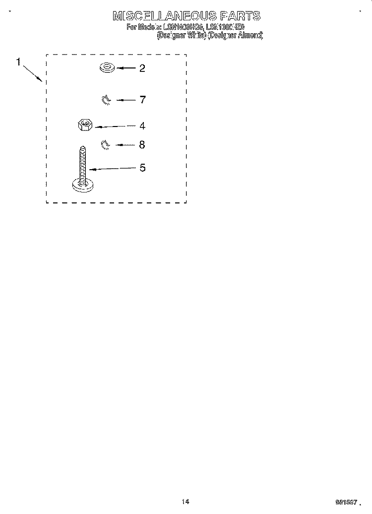 MISCELLANEOUS, LIT/OPTIONAL Diagram and Parts List for LSN1000HZ0  Whirlpool Washer