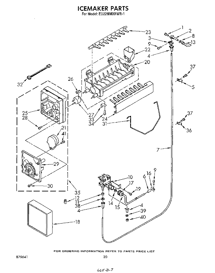ICEMAKER Diagram and Parts List for ED22MMXRWR1  Whirlpool Refrigerator