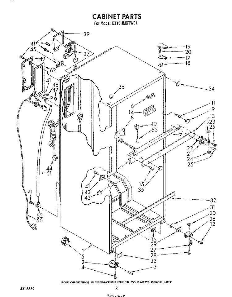 CABINET Diagram and Parts List for ET18HMXTM01  Whirlpool Refrigerator