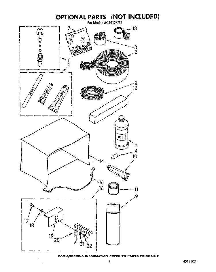 OPTIONAL Diagram and Parts List for AC1012XM2  Whirlpool Air Conditioner