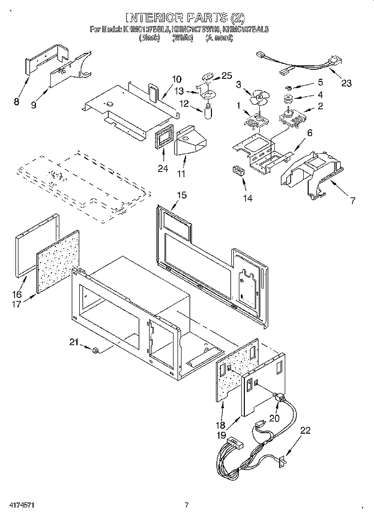 INTERIOR PARTS 2 Diagram and Parts List for KHMC107BAL5  KitchenAid Microwave