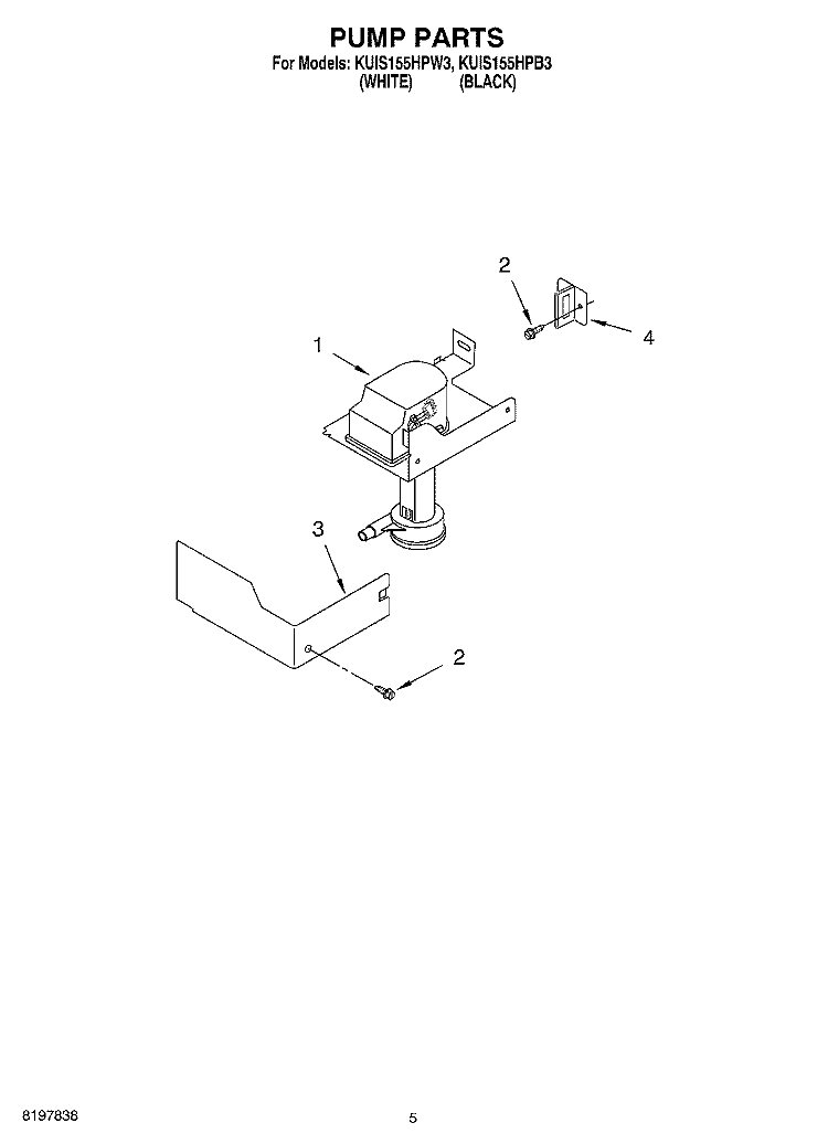 PUMP Diagram and Parts List for KUIS155HPB3  KitchenAid Ice Maker