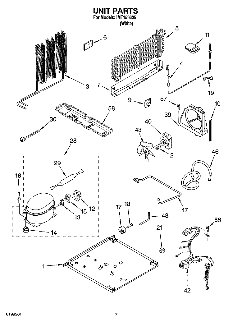 UNIT PARTS Diagram and Parts List for IMT186305  Inglis Refrigerator