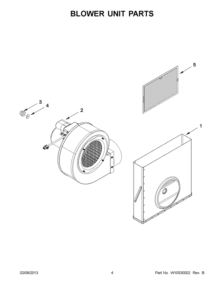 BLOWER UNIT PARTS Diagram and Parts List for KECD867XBL02  KitchenAid Cooktop