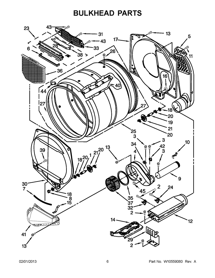 BULKHEAD PARTS Diagram and Parts List for YCEM2763BQ0  Whirlpool Dryer