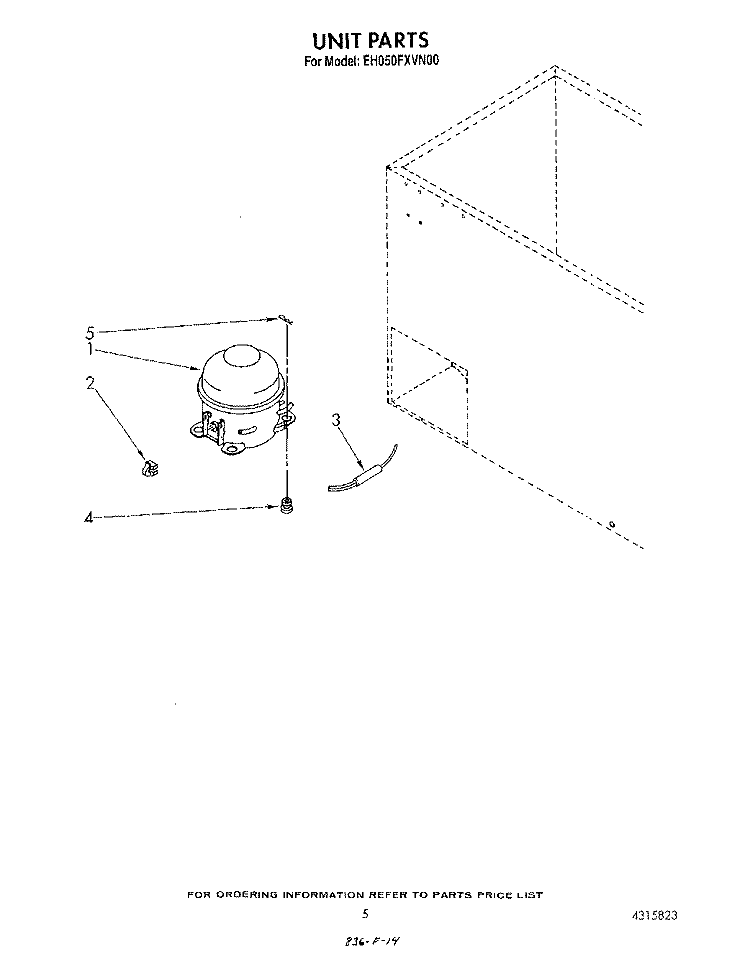 SECTION Diagram and Parts List for EH050FXVN00  Whirlpool Freezer