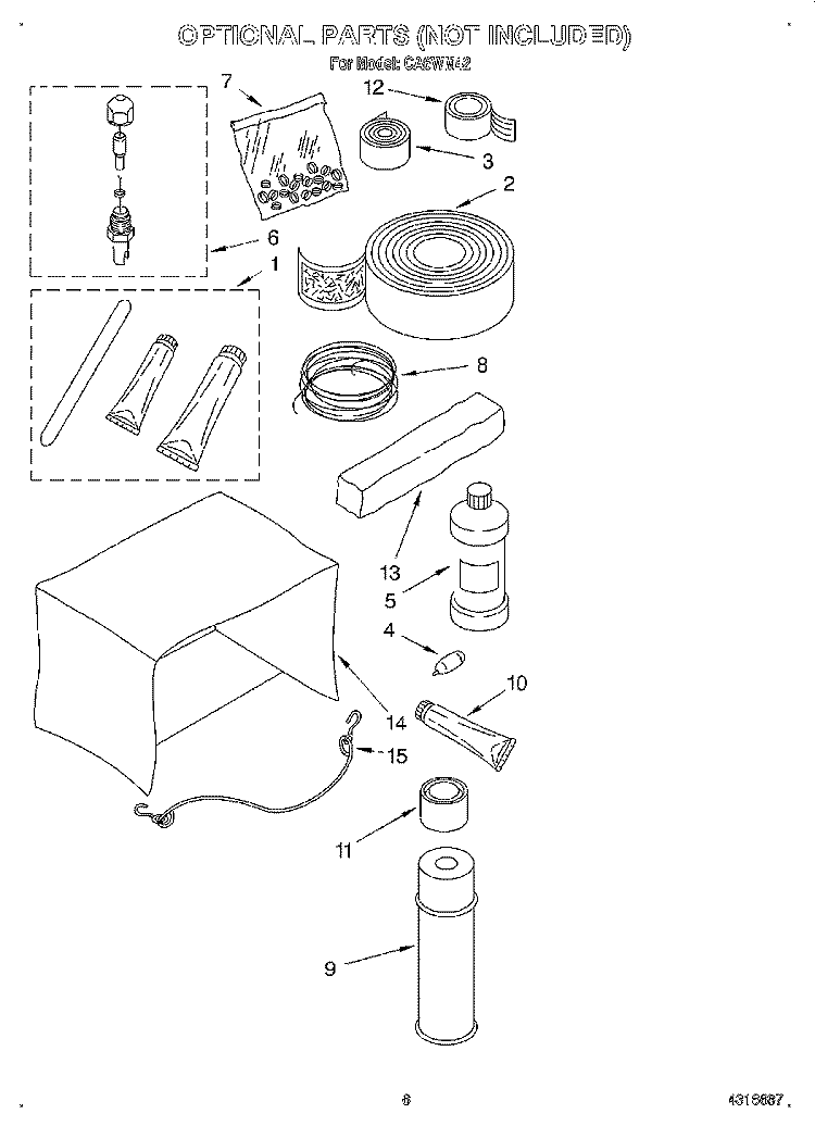OPTIONAL Diagram and Parts List for CA6WM42  Crosley Air Conditioner