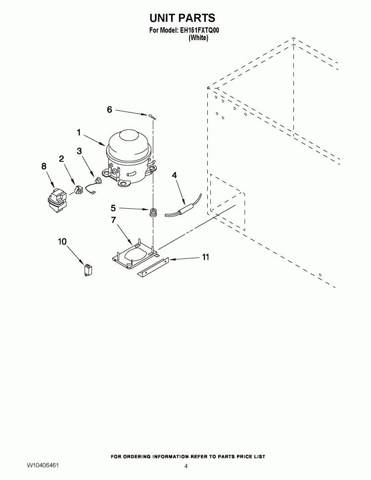 UNIT PARTS Diagram and Parts List for EH151FXTQ00  Whirlpool Freezer