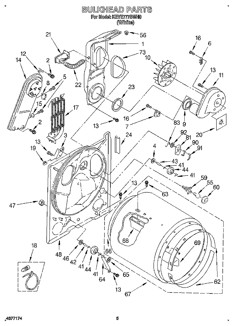 SECTION Diagram and Parts List for KEYE777BWH0  KitchenAid Dryer