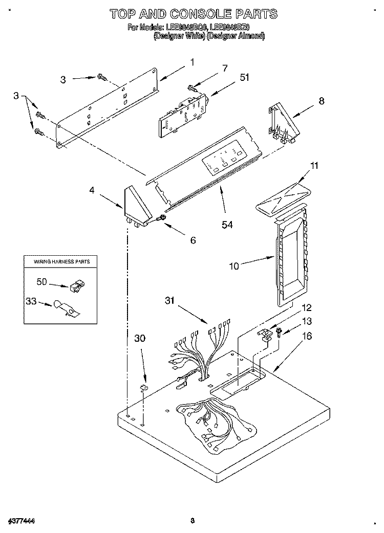 SECTION Diagram and Parts List for LEE9848BZ0  Whirlpool Dryer