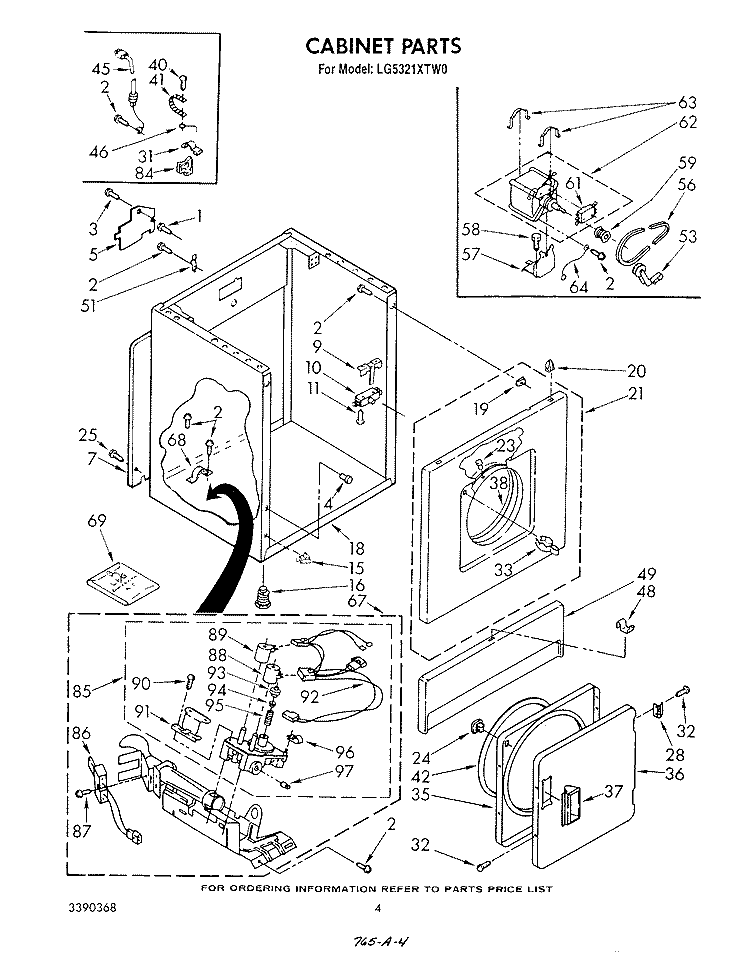 CABINET Diagram and Parts List for LG5321XTN0  Whirlpool Dryer