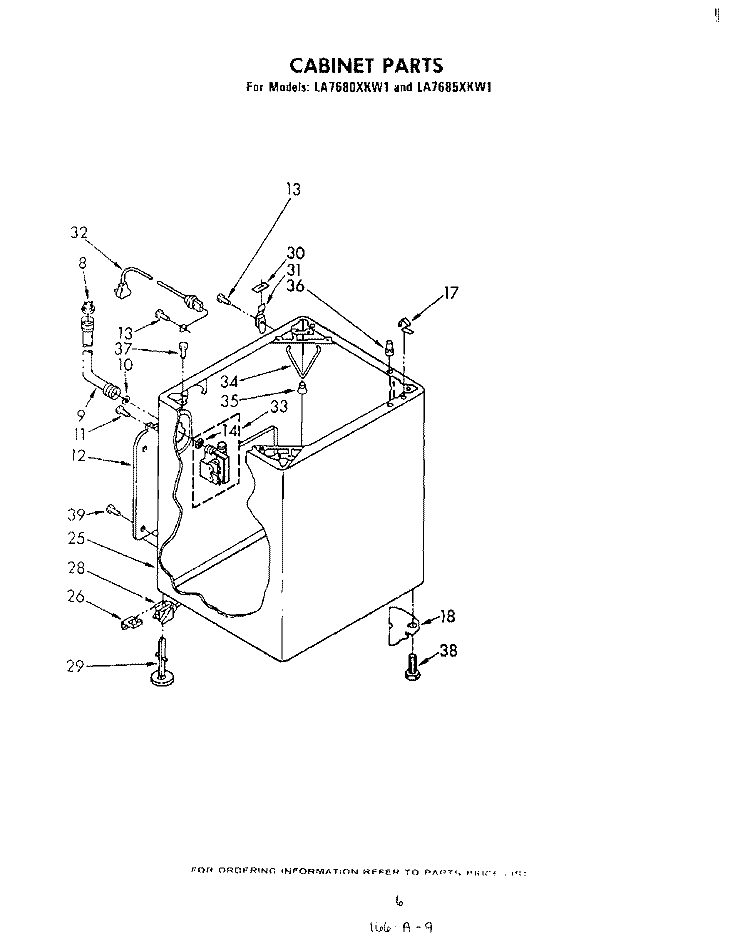 CABINET Diagram and Parts List for LA7680XKW1  Whirlpool Washer