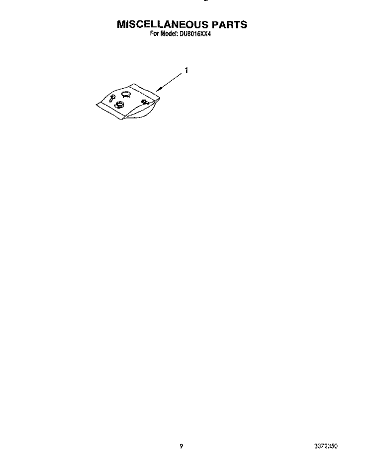 MISCELLANEOUS, LIT/OPTIONAL Diagram and Parts List for DU8016XX4  Whirlpool Dishwasher