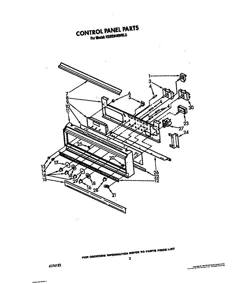 CONTROL PANEL, LIT/OPTIONAL Diagram and Parts List for KEBS246WBL2  KitchenAid Wall Oven