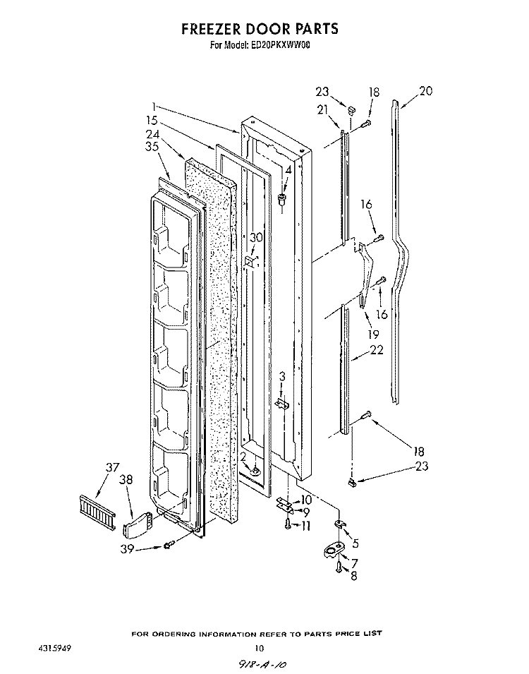 FREEZER DOOR Diagram and Parts List for ED20PKXWG00  Whirlpool Refrigerator