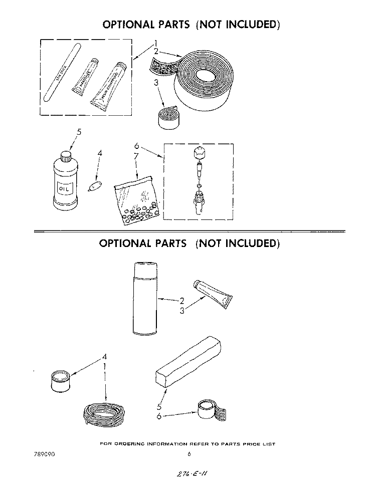 LIT/OPTIONAL Diagram and Parts List for AC0062XR0  Whirlpool Air Conditioner