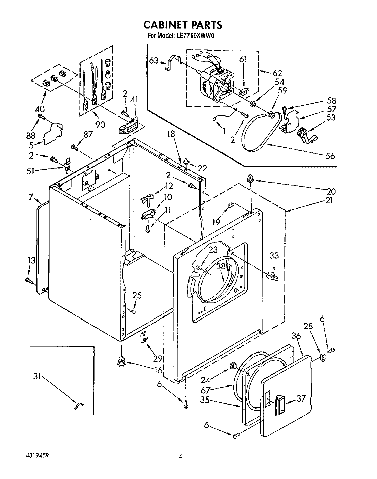 SECTION Diagram and Parts List for LE7760XWN0  Whirlpool Dryer