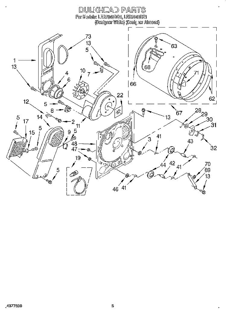 SECTION Diagram and Parts List for LER7848DQ1  Whirlpool Dryer