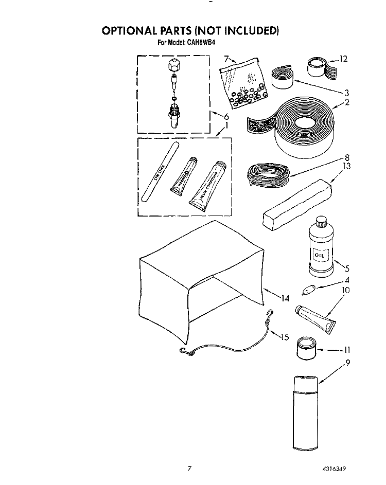 OPTIONAL Diagram and Parts List for CAH8WB4  Crosley Air Conditioner