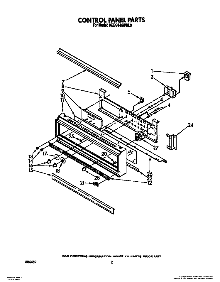 CONTROL PANEL, OPTIONAL Diagram and Parts List for KEBS146WBL0  KitchenAid Wall Oven