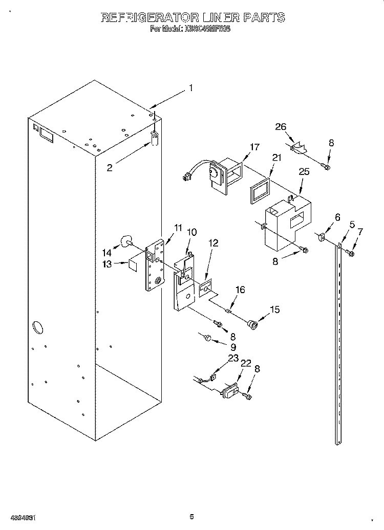 REFRIGERATOR LINER Diagram and Parts List for KSSC48MFS05  KitchenAid Refrigerator