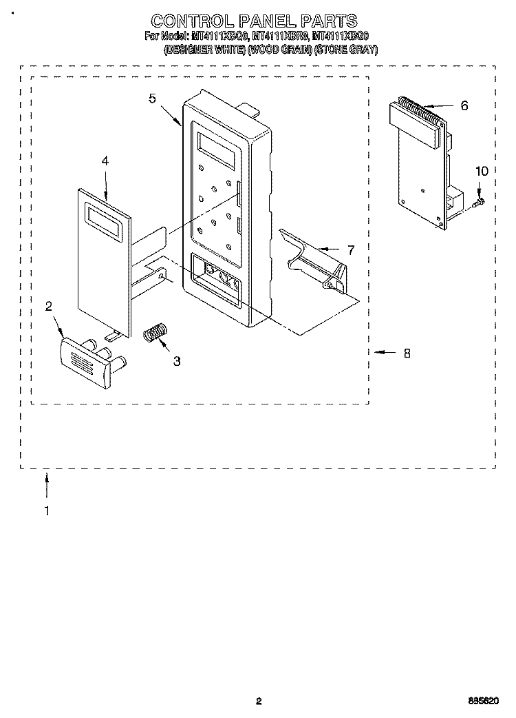 CONTROL PANEL Diagram and Parts List for MT4111XBG0  Whirlpool Microwave