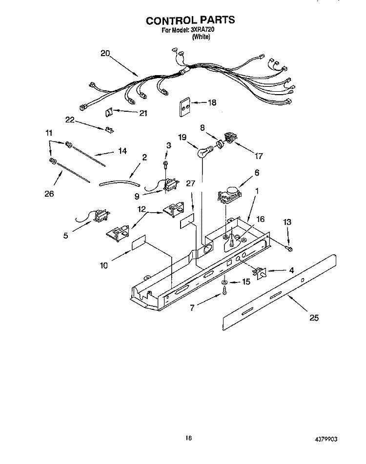 CONTROL Diagram and Parts List for 3XRA720  Whirlpool Refrigerator