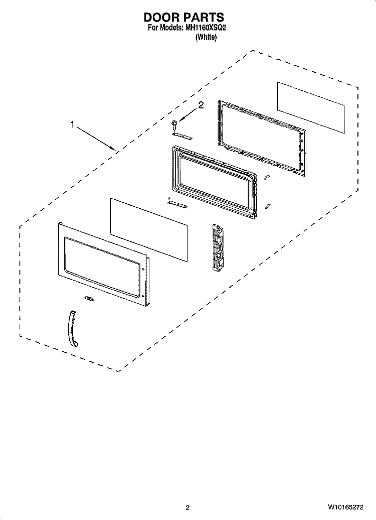 DOOR PARTS Diagram and Parts List for MH1160XSQ2  Whirlpool Microwave