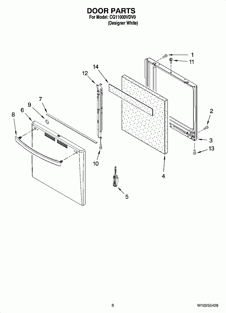 DOOR PARTS Diagram and Parts List for CG11000VDV0  Crosley Range