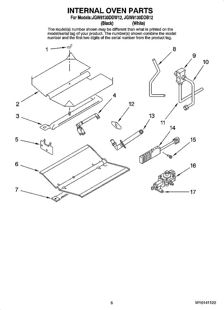 INTERNAL OVEN PARTS Diagram and Parts List for JGW8130DDB12  Jenn-Air Range