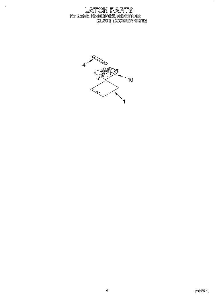 LATCH Diagram and Parts List for RBD307PDQ2  Whirlpool Wall Oven