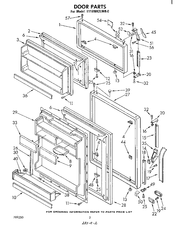 DOOR Diagram and Parts List for ET18MK2LWR0  Whirlpool Refrigerator