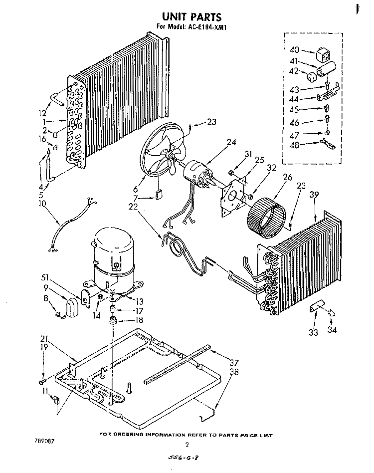 UNIT Diagram and Parts List for ACE184XM1  Whirlpool Air Conditioner