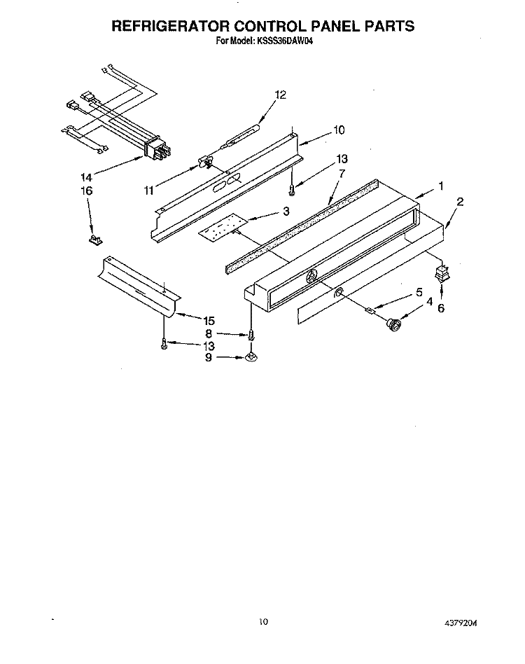 REFRIGERATOR CONTROL PANEL Diagram and Parts List for KSSS36DAW04  KitchenAid Refrigerator