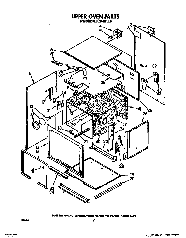 UPPER OVEN Diagram and Parts List for KEBS246WBL0  KitchenAid Wall Oven